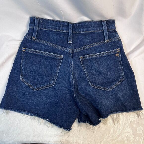 Madewell Dark Wash Cut Off Curvy High Rise Denim Shorts Size 24 - Picture 2 of 9